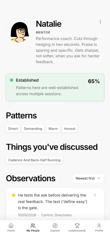Incarnate screen showing completed conversation objectives